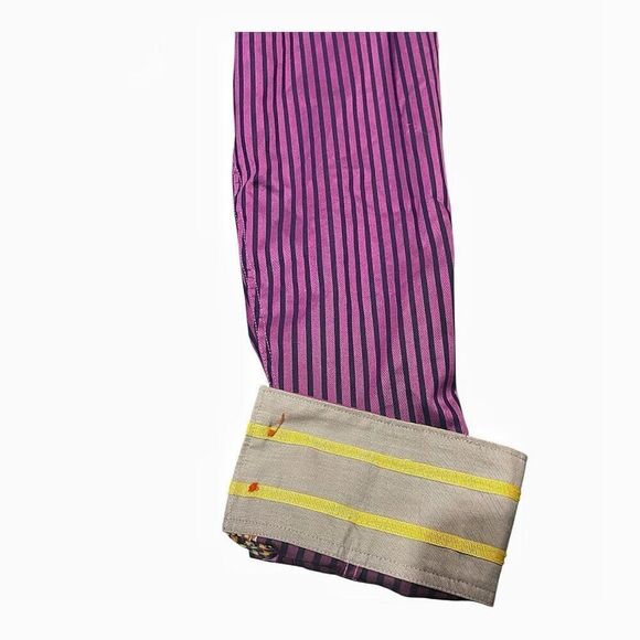 Men’s Robert Graham Purple Navy Striped Contrasting Cuff Long Sleeve Shirt Size - Picture 9 of 12